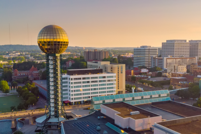 Knoxville Skyline with the sunsphere in the front