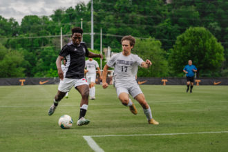 Austin East Men's Soccer Team playing at Regal Stadium at the University of Tennessee