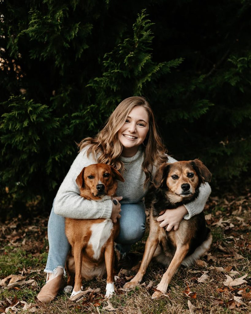 Taylor Schaad and her two dogs, Holcomb and Ziggy