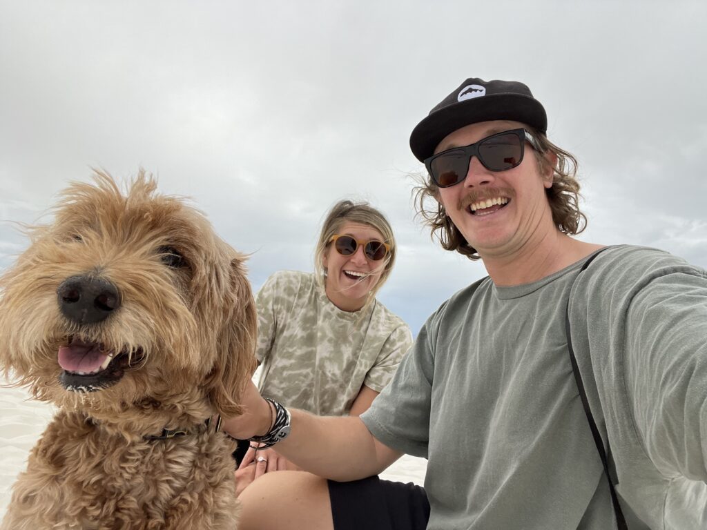 Ryan Dailey with his wife and dog