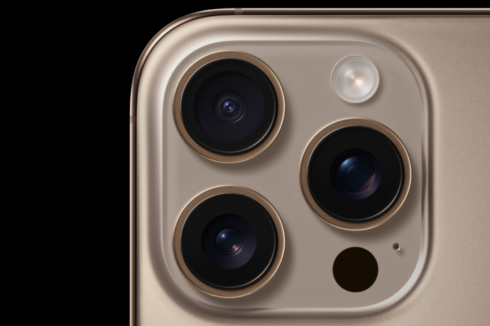 A close-up photo of the iPhone 16 Pro cameras