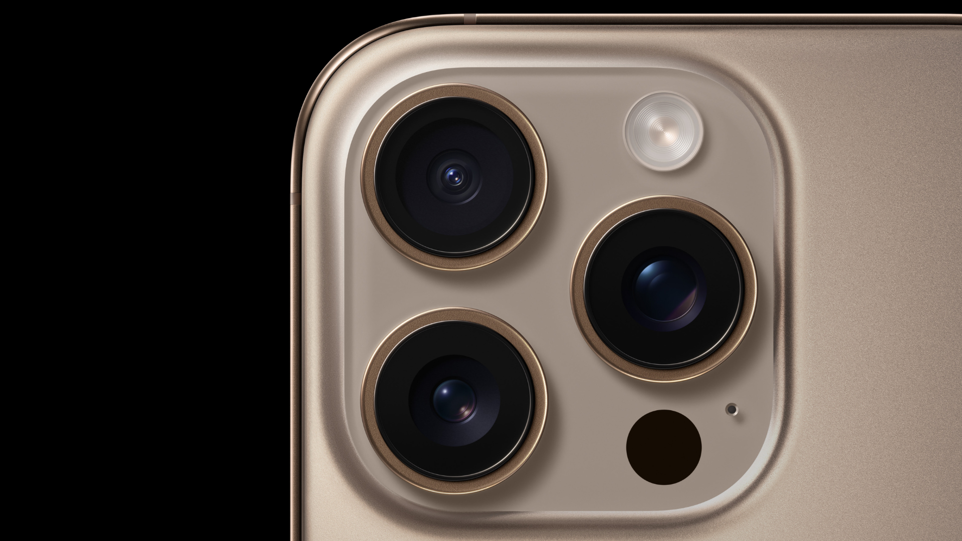 A close-up photo of the iPhone 16 Pro cameras