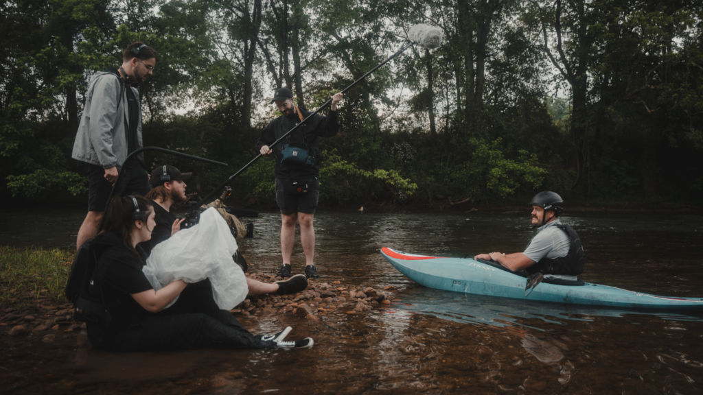 Members of the Big Slate Media crew on a production shoot in the Little River