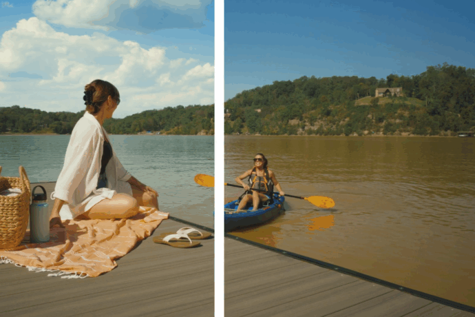 Split-screen image showing the before and after of color grading by Big Slate VFX.